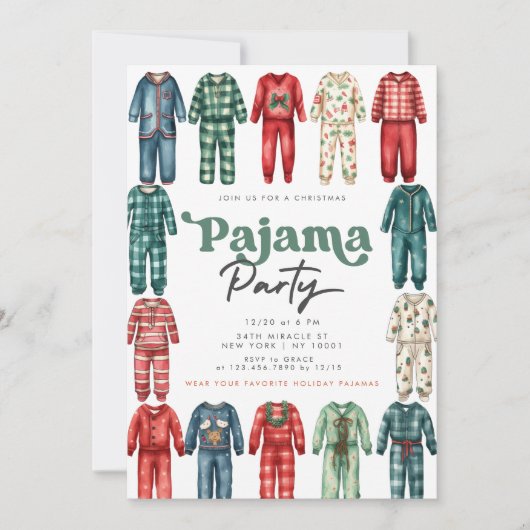 Kerst Pyjama Party Kinder feestdag Kaart (Voorkant)
