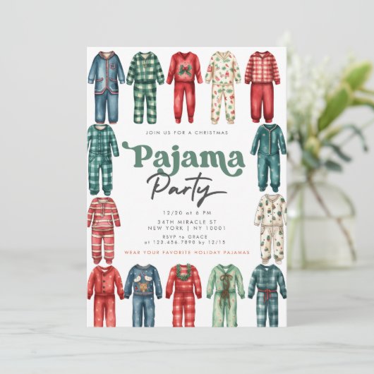 Kerst Pyjama Party Kinder feestdag Kaart (Staand voorkant)