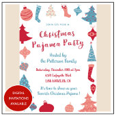 Kerst Pyjama Party leuke illustratie Kaart