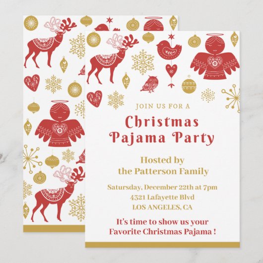 Kerst Pyjama Party Sleepwear Nordic schattig Kaart (Voorkant / Achterkant)