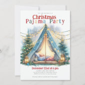 Kerst Pyjama Party Tent Lights Waterverf Chic Kaart (Voorkant)