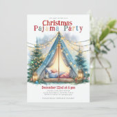Kerst Pyjama Party Tent Lights Waterverf Chic Kaart (Staand voorkant)