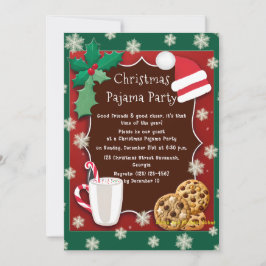 Kerst Pyjama Party uitnodiging Groen en rood