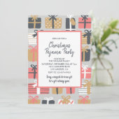 Kerst Pyjama Party uitnodiging Slumber Gifts (Staand voorkant)