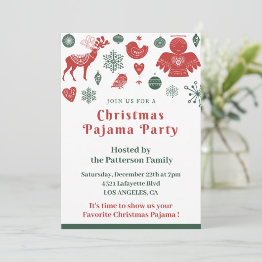 Kerst Pyjama Party Winter Nordic Schattige Kaart (Staand voorkant)