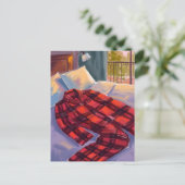 Kerst Pyjama Red Plaid Feestdagenkaart (Staand voorkant)