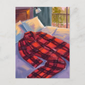 Kerst Pyjama Red Plaid Feestdagenkaart (Voorkant)