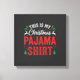 Kerst Pyjama Shirt Grappige Feestdag Canvas Afdruk