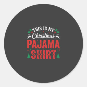 Kerst Pyjama Shirt Grappige Feestdag Ronde Sticker