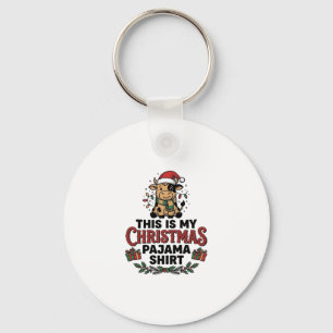 Kerst Pyjama Shirt Schattige Koe Feestelijke Ontwe Sleutelhanger