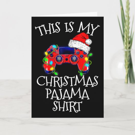 Kerst Pyjama Shirt Videospel Controller Sinterklaa Kaart (Voorkant)
