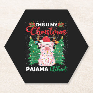 Kerst pyjama varken roze Shirt Kartonnen Onderzetters