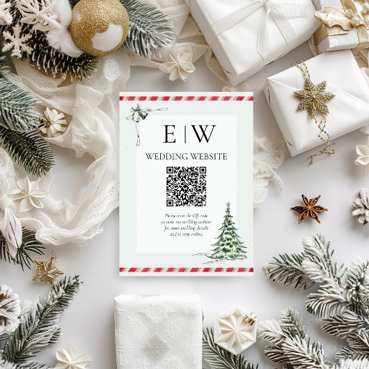 Kerst QR Code Trouwreceptie Kaart