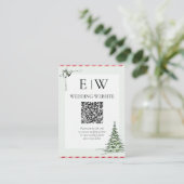 Kerst QR Code Trouwreceptie Kaart (Staand voorkant)