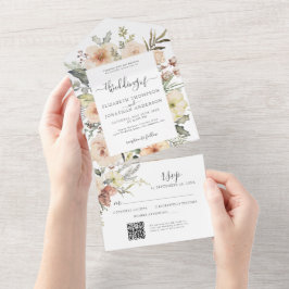 Kerst QR RSVP Winter Bloemen Huwelijk All In One Uitnodiging