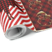 Kerst Quilt Buffalo Plaid Rendier Beer Cadeaupapier (Rol Hoek)