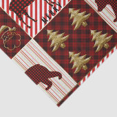 Kerst Quilt Buffalo Plaid Rendier Beer Tissuepapier (Detail)