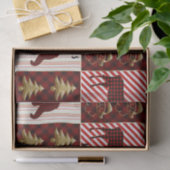 Kerst Quilt Buffalo Plaid Rendier Beer Tissuepapier (Geschenk)