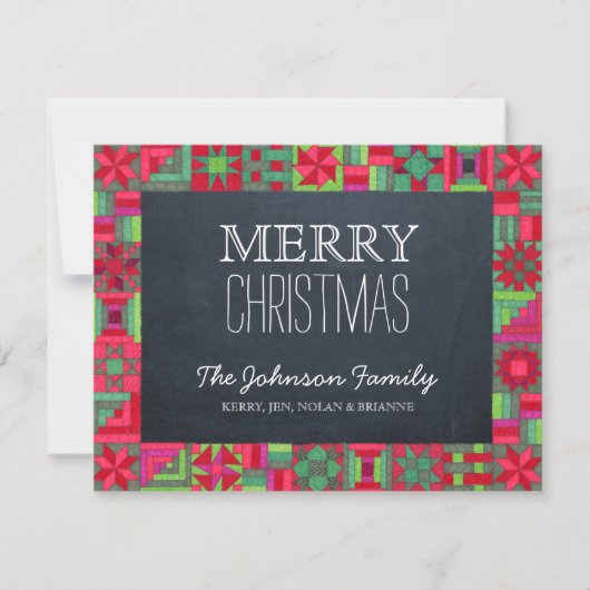 Kerst Quilt Chalkboard Christmas Kaart (Voorkant)