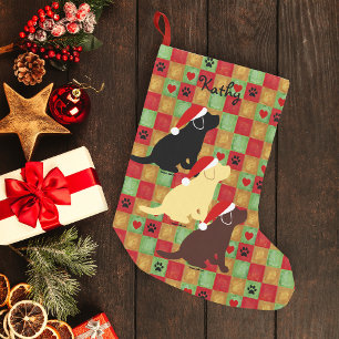 Kerst Quilt Labrador Puppies Kleine Kerstsok