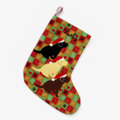 Kerst Quilt Labrador Puppies Kleine Kerstsok (Voorkant (Hangend))