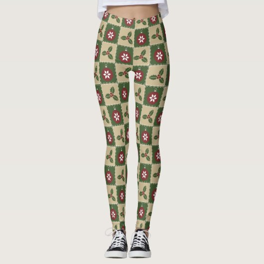 Kerst Quilt Leggings (Voorkant)