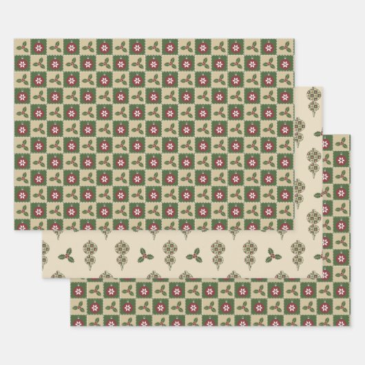 Kerst Quilt Wrapping Papier Set Inpakpapier Vel (Set)