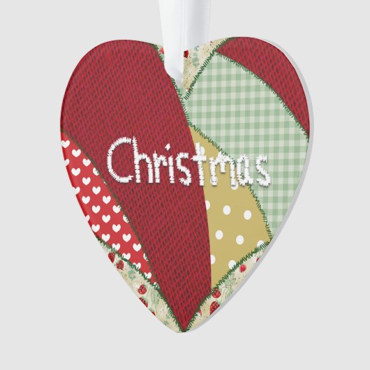 Kerst Quilters Patchwork Patronen Heart Ornament (voorkant)