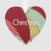 Kerst Quilters Patchwork Patronen Heart Ornament (voorkant)