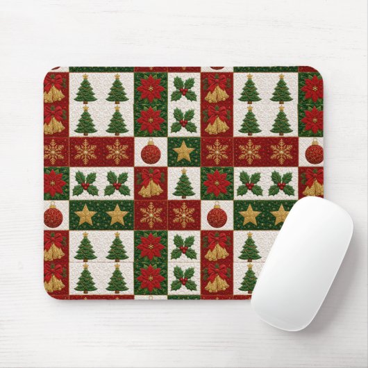 Kerst quilting vierkantjes muismat (Met muis)