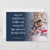 Kerst Quote Foto Overlay Marine Blauw Feestdagenkaart (Voorkant)