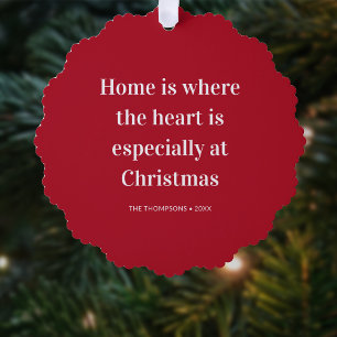 Kerst Quote Home is waar het hart is Ornament Kaart