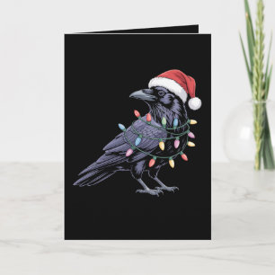 Kerst Raaf Kerstman Hoed Kraai Kerst Lichtjes Voge Kaart