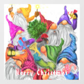 Kerst Raam Cling met Happy Gnome Party Raamsticker (Vel)