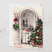 Kerst Raamlichten Vlakke Fotokaart Feestdagenkaart (Voorkant)