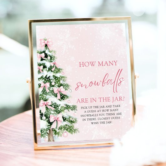 Kerst raden hoeveel sneeuwballen Baby shower Poster