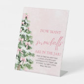 Kerst raden hoeveel sneeuwballen Baby shower Reclamebord Met Voetstuk (Voorkant)