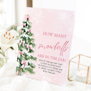 Kerst raden hoeveel sneeuwballen Baby shower Reclamebord Met Voetstuk