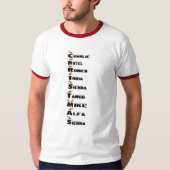 Kerst Radio fonetisch alfabet T-shirt (Voorkant)