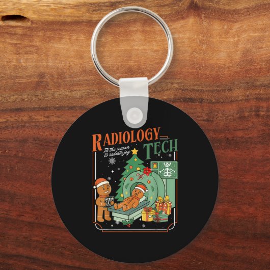 Kerst Radiologie Tech Grappige Gemberkoekman Rad Sleutelhanger (Voorkant)