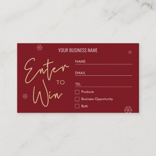 Kerst Raffle Enter om te winnen Business Logo Tick Plaatskaartje (Voorkant)