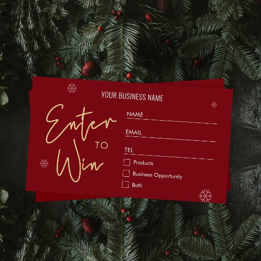 Kerst Raffle Enter om te winnen Business Logo Tick Plaatskaartje