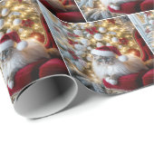 Kerst Ragdoll Cat op een rode  stoel Cadeaupapier (Rol Hoek)