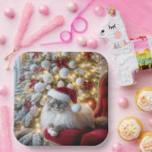 Kerst Ragdoll Cat op rode  stoel Papieren Bordje (Feest)