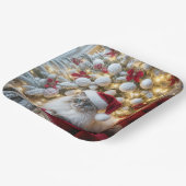 Kerst Ragdoll Cat op rode  stoel Papieren Bordje (Gebogen)