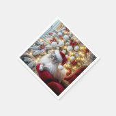Kerst Ragdoll Cat op rode  stoel Servet (Hoek)