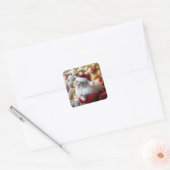 Kerst Ragdoll Cat op rode stoel Vierkante Sticker (Envelop)