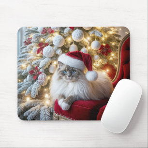 Kerst Ragdoll Cat op  Stoel Muismat