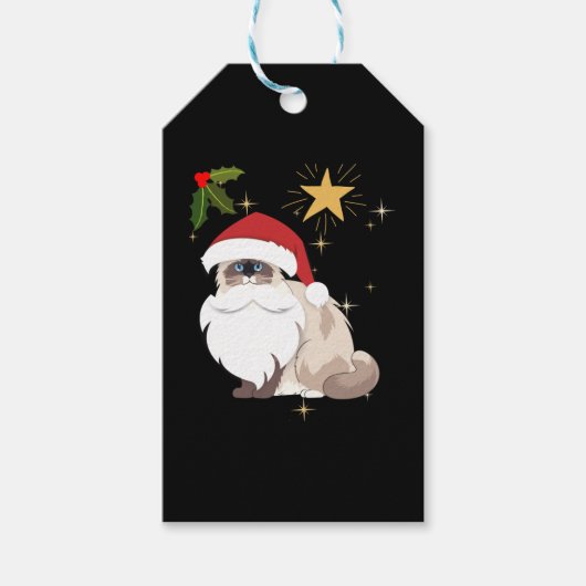 Kerst Ragdoll kat Cadeaulabel (Voorkant)