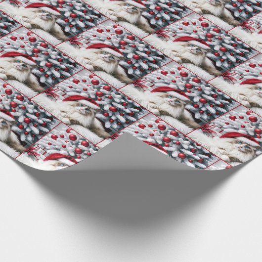 Kerst Ragdoll Kat In Een Kerstman Hoed Cadeaupapier (Hoek)